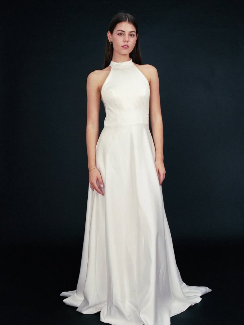 Brand new with tag Style G2509 - Minimalist Halter Satin Wedding Dress with Open
